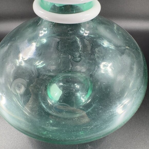 Paola Navone Riviera Crate And Barrel Glass Vase Carafe Decanter Green Signed - Picture 10 of 14